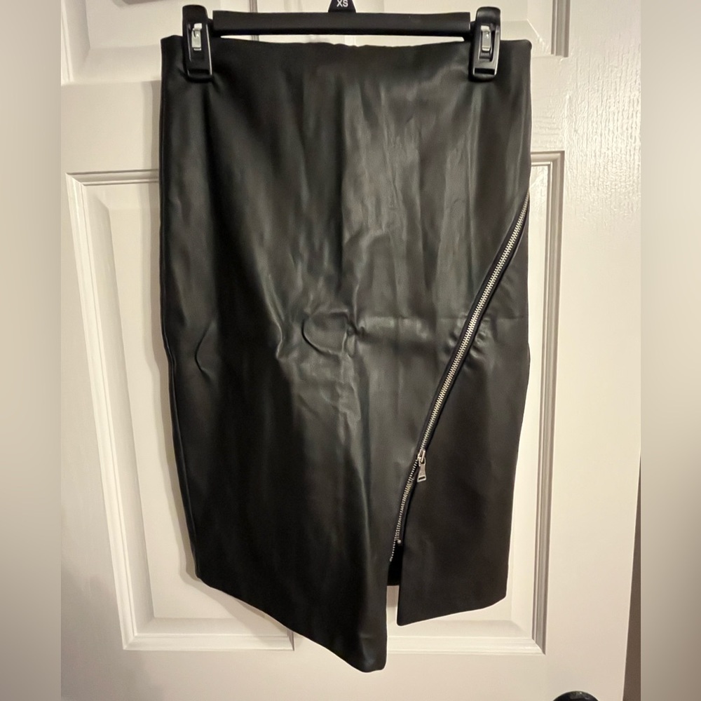 Leather black skirt